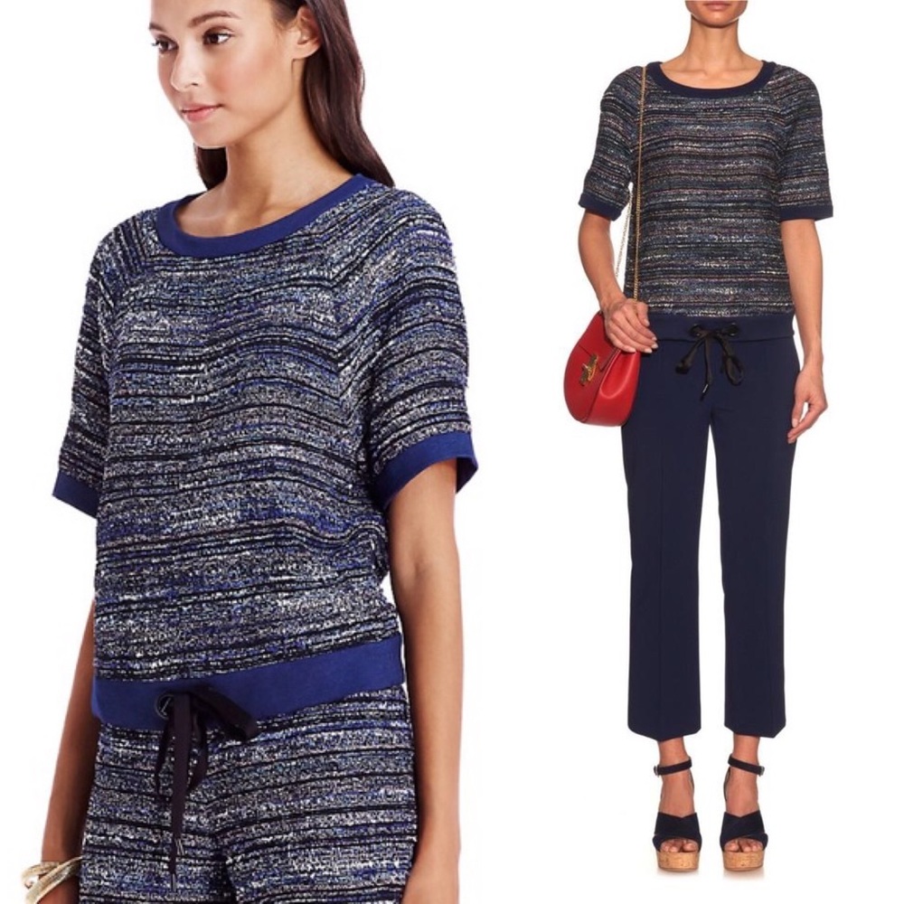 Diane Von Furstenberg Adela Boucle Woven Tweed Top
